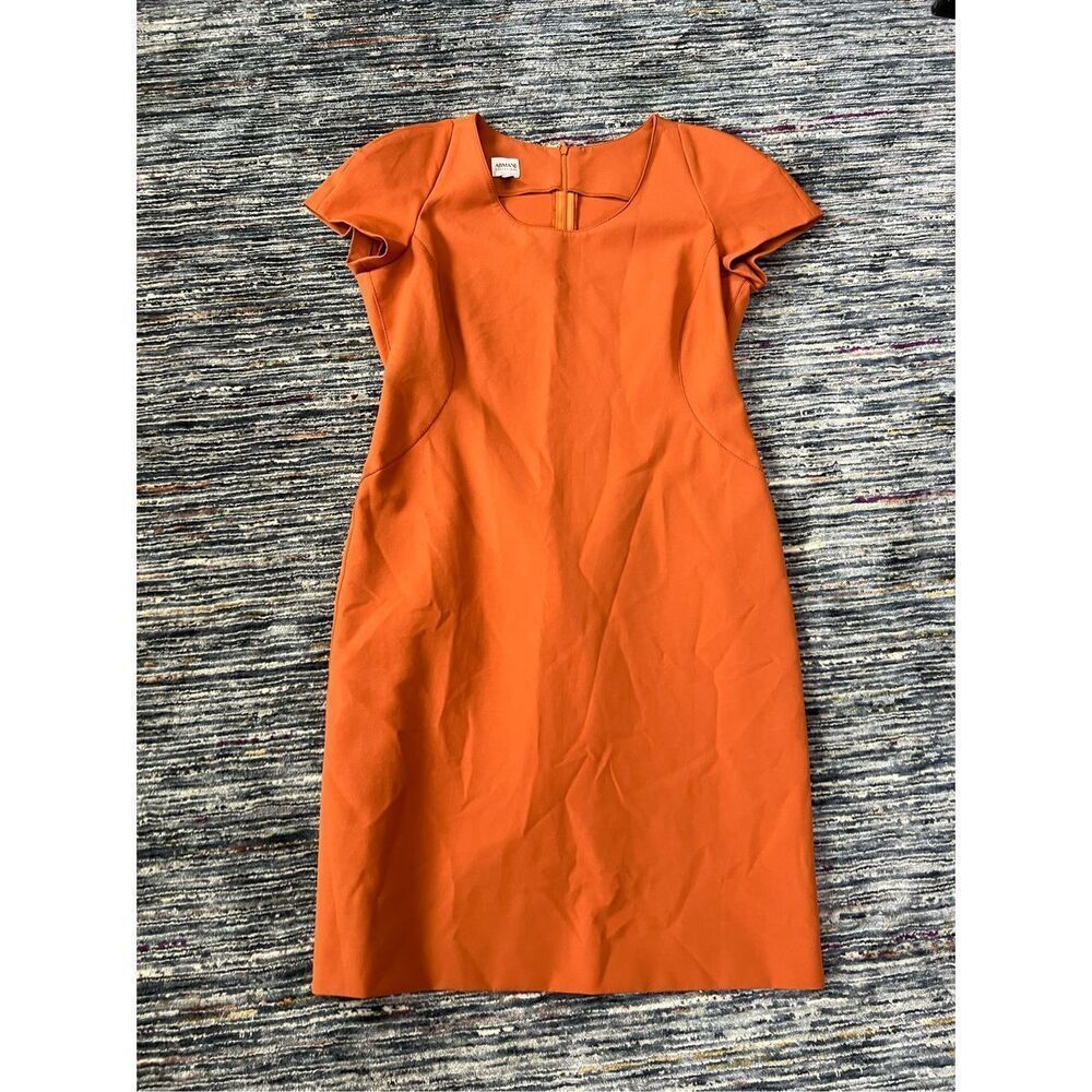 Armani Collezioni coral/orange classic carrier dress back zip size 10 - Picture 8 of 10